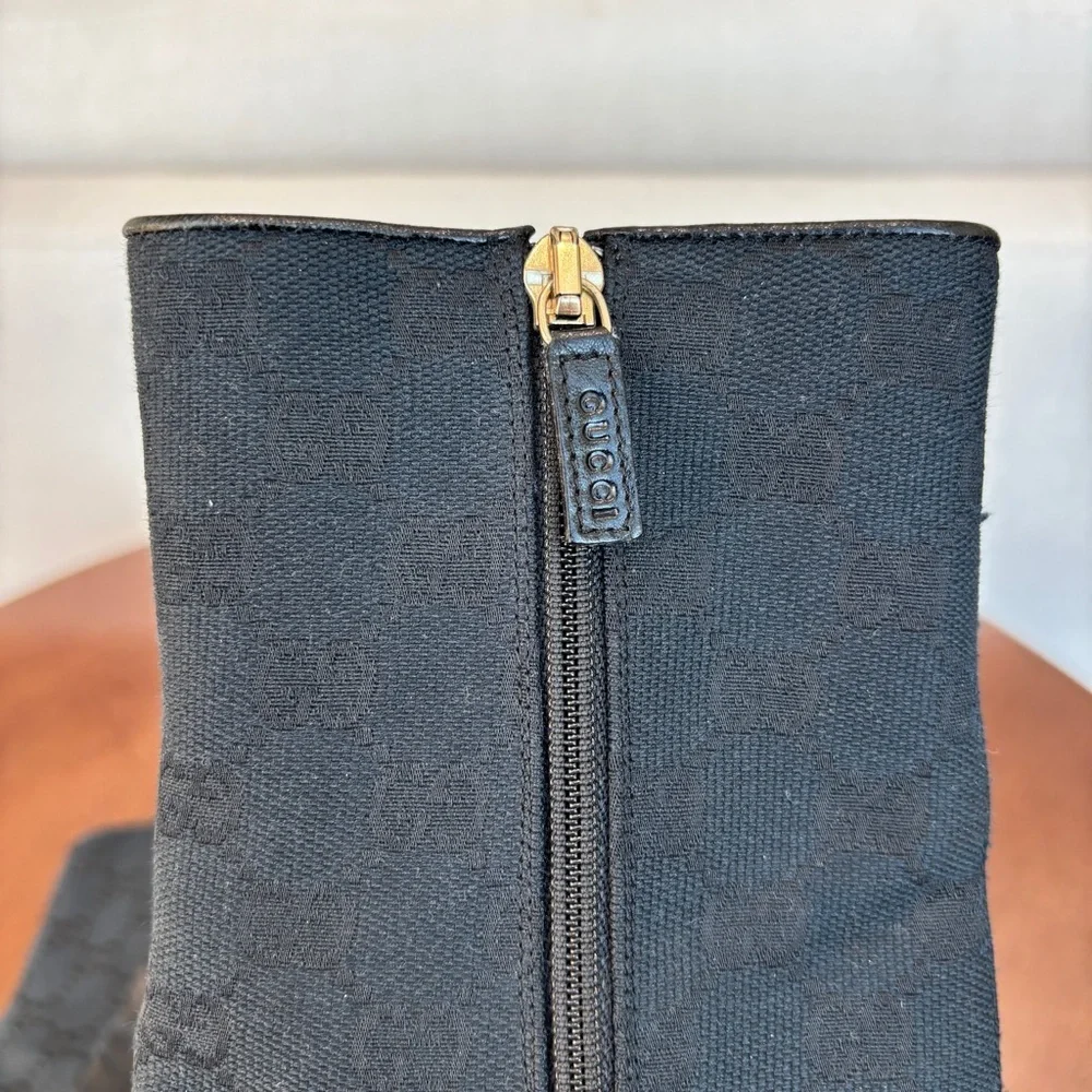 Authentic Vintage Gucci GG Monogram Canvas Pointed Toe Ankle Boots, Size 37. 1/2 - Picture 8 of 13